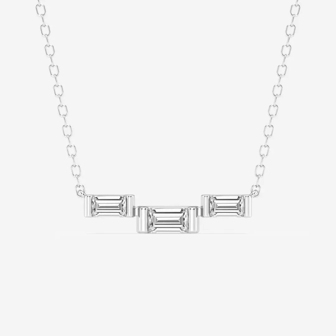 Lab Grown 1.38 CT Baguette Cut Diamond Art Deco Necklace Jewel Carts