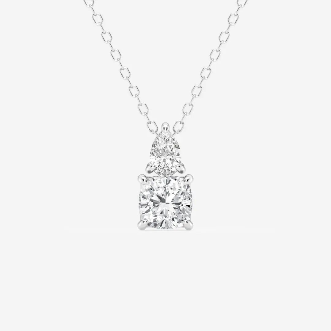 Lab Grown 2.00 CT Cushion Cut Diamond Mid-Century Necklace Jewel Carts