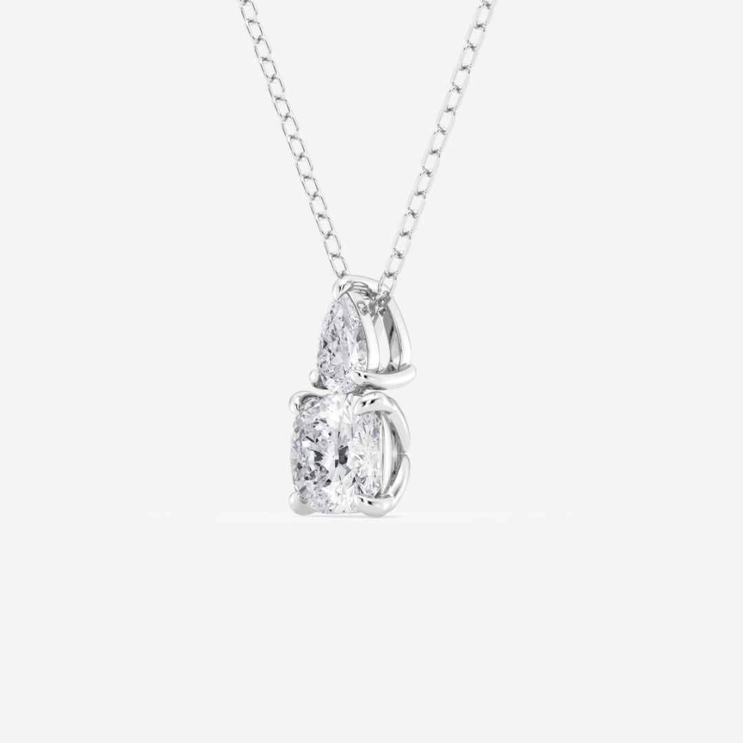 Lab Grown 2.00 CT Cushion Cut Diamond Mid-Century Necklace Jewel Carts