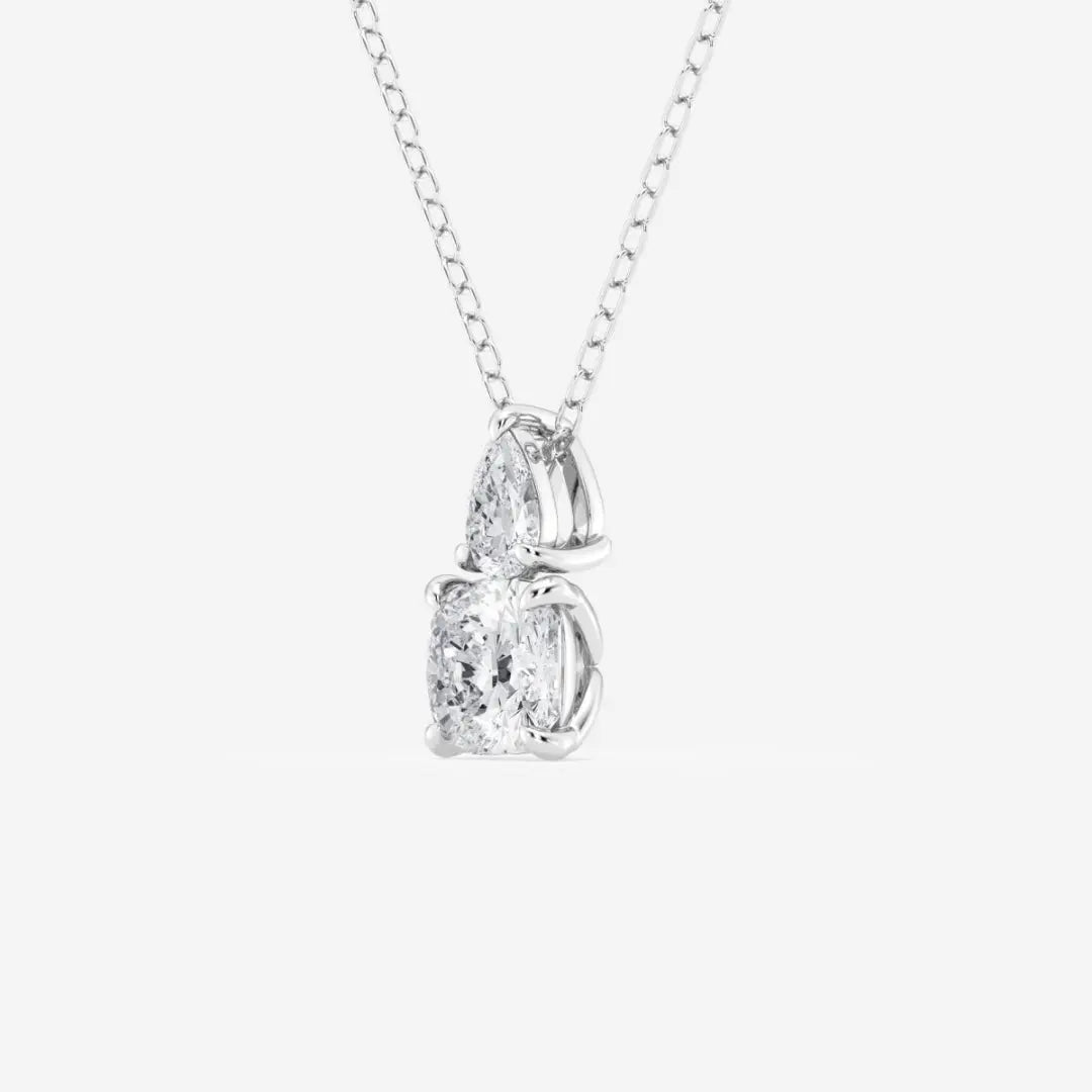 Lab Grown 2.00 CT Cushion Cut Diamond Mid-Century Necklace Jewel Carts