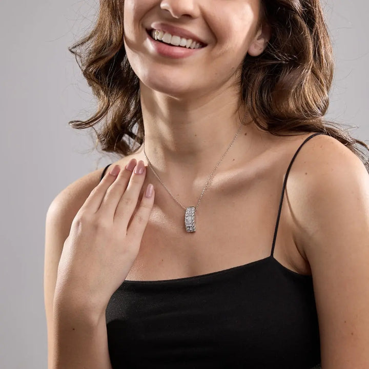 Lab Grown 1.88 CT Baguette & Round Cut Diamond Boho & Hippie Necklace Jewel Carts