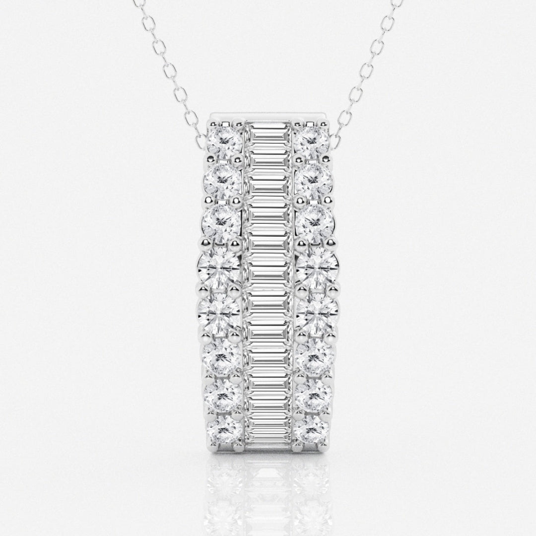 Lab Grown 1.88 CT Baguette & Round Cut Diamond Boho & Hippie Necklace