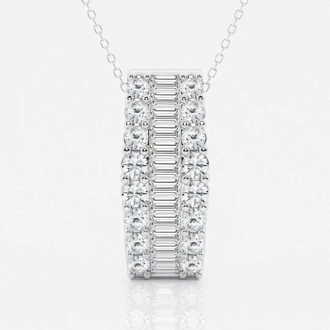 Lab Grown 1.88 CT Baguette & Round Cut Diamond Boho & Hippie Necklace Jewel Carts