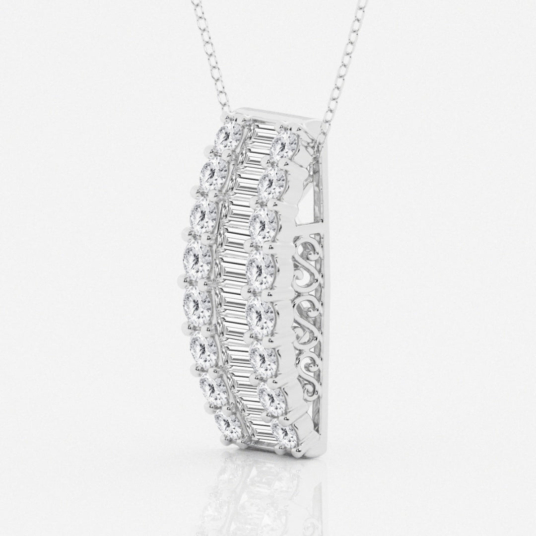 Lab Grown 1.88 CT Baguette & Round Cut Diamond Boho & Hippie Necklace Jewel Carts