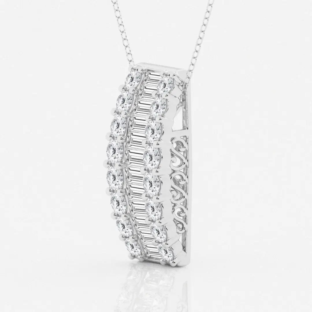 Lab Grown 1.88 CT Baguette & Round Cut Diamond Boho & Hippie Necklace Jewel Carts