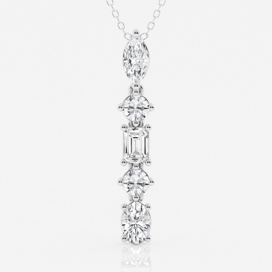 Lab Grown 2.25 CT Multi Cut Diamond Mid-Century Necklace Jewel Carts
