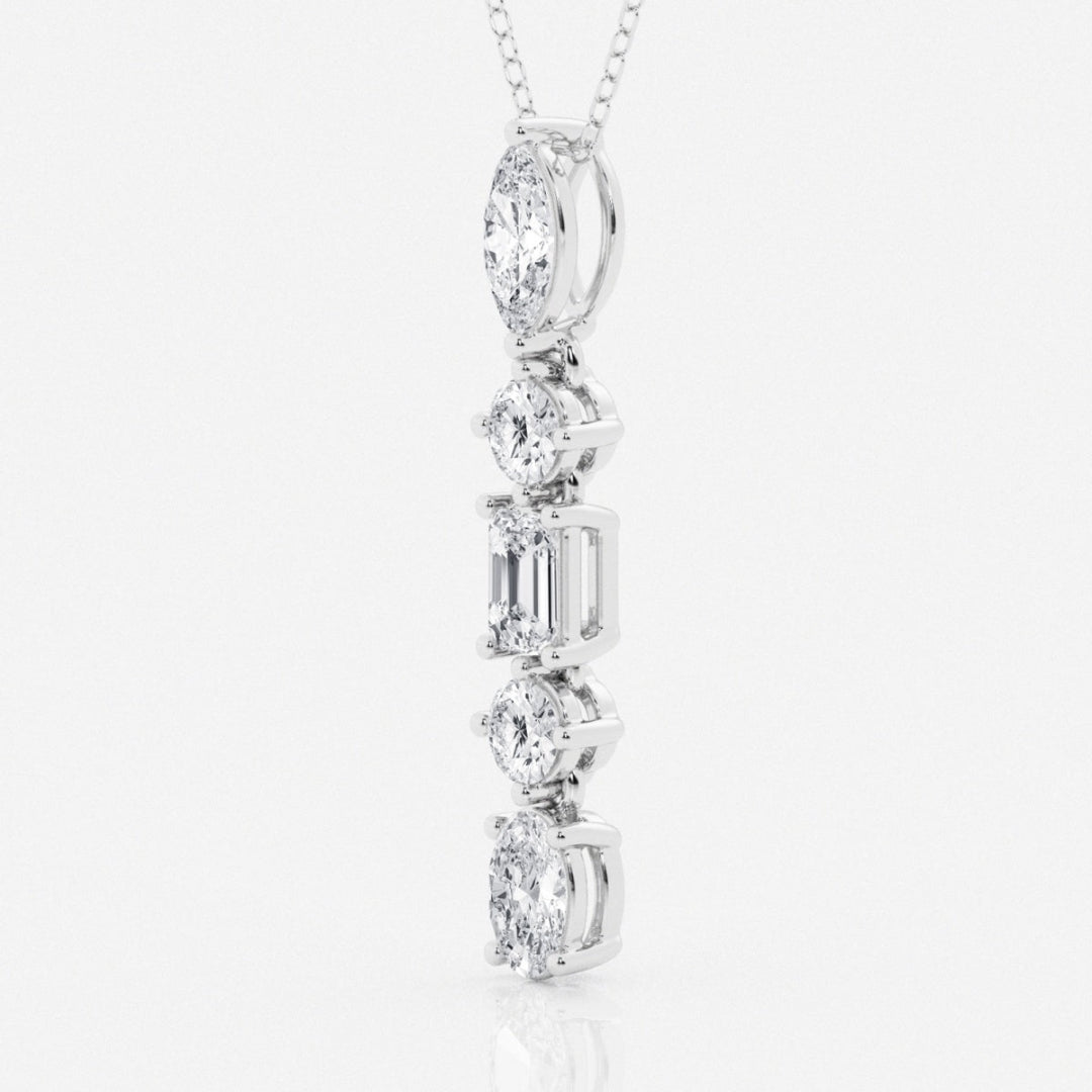 Lab Grown 2.25 CT Multi Cut Diamond Mid-Century Necklace