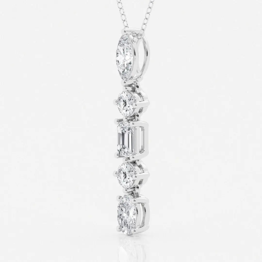Lab Grown 2.25 CT Multi Cut Diamond Mid-Century Necklace Jewel Carts