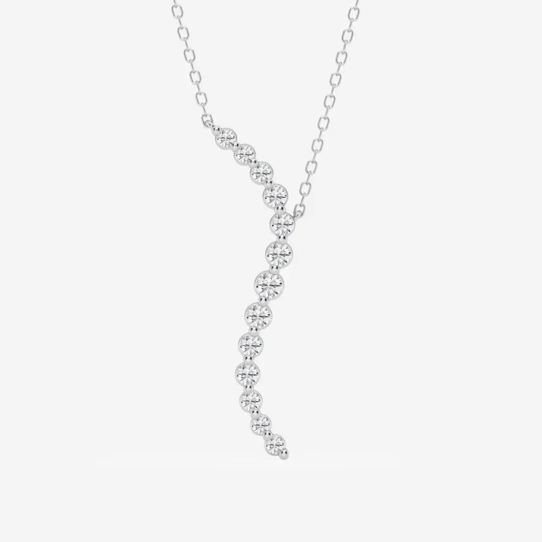 Lab Grown 1.00 CT Round Cut Diamond Brutalist Necklace Jewel Carts