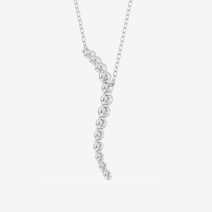 Lab Grown 1.00 CT Round Cut Diamond Brutalist Necklace Jewel Carts