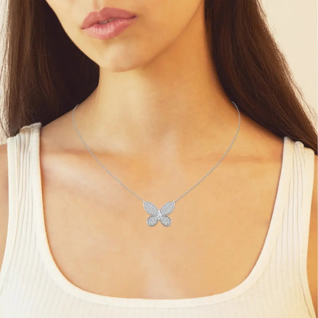 Lab Grown 2.10 CT Round Cut Diamond Gothic Necklace Jewel Carts