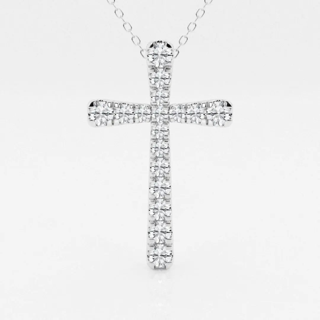 Lab Grown 1.89 CT Round Cut Diamond Mid-Century Necklace Jewel Carts