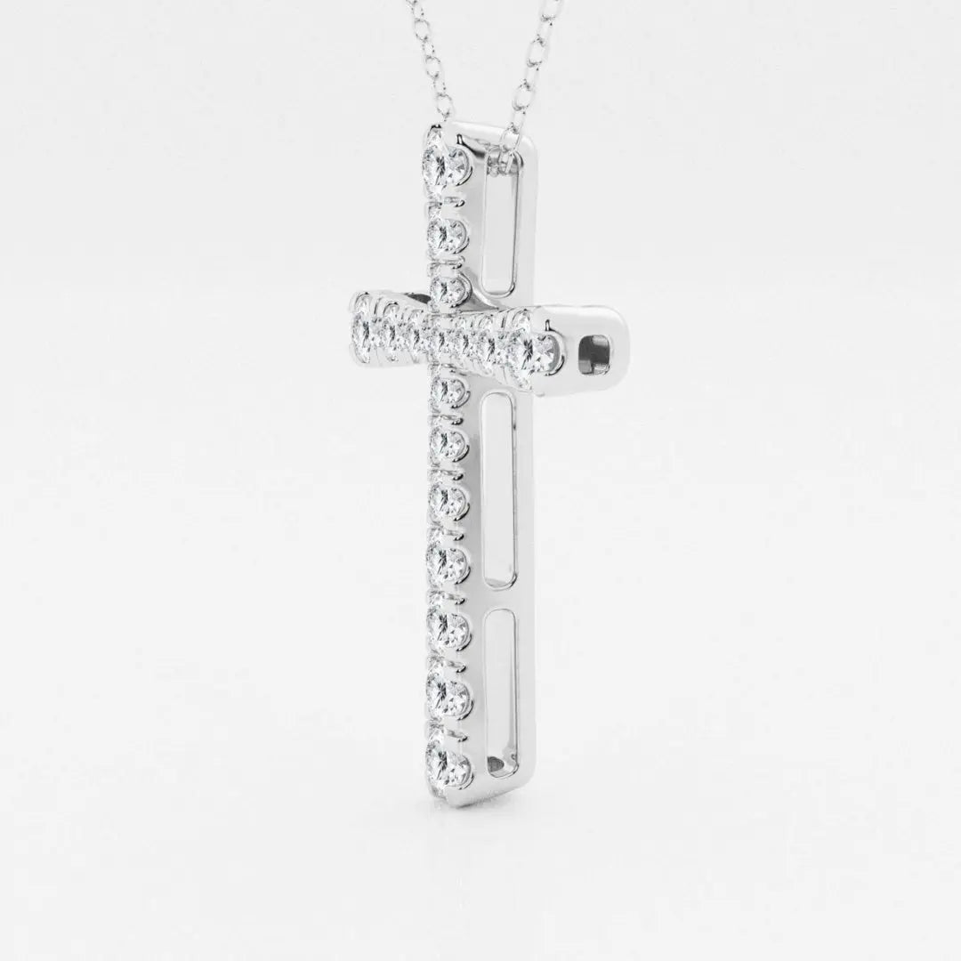 Lab Grown 1.89 CT Round Cut Diamond Mid-Century Necklace Jewel Carts