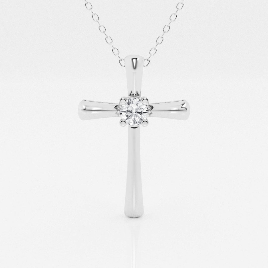 Lab Grown 1.00 CT Round Cut Diamond Mid-Century Necklace Jewel Carts