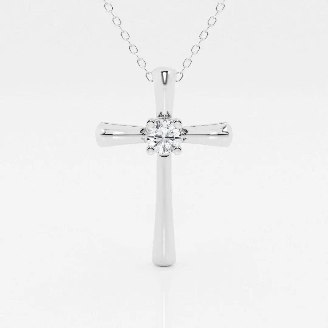 Lab Grown 1.00 CT Round Cut Diamond Mid-Century Necklace Jewel Carts