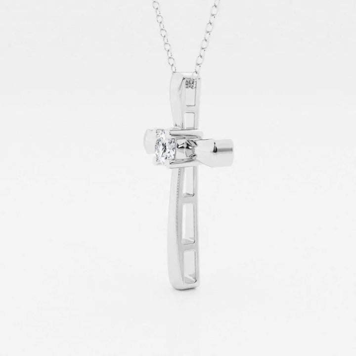 Lab Grown 1.00 CT Round Cut Diamond Mid-Century Necklace Jewel Carts