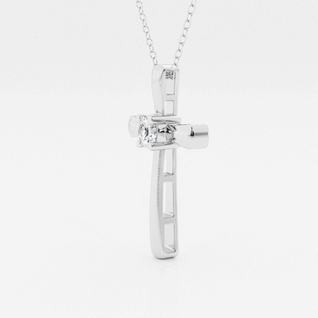 Lab Grown 1.00 CT Round Cut Diamond Mid-Century Necklace Jewel Carts