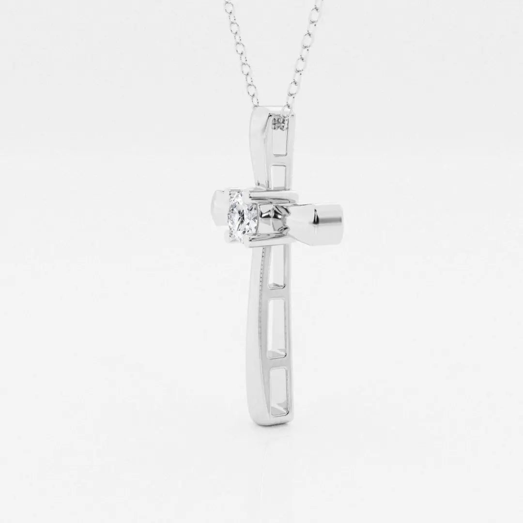 Lab Grown 1.00 CT Round Cut Diamond Mid-Century Necklace Jewel Carts