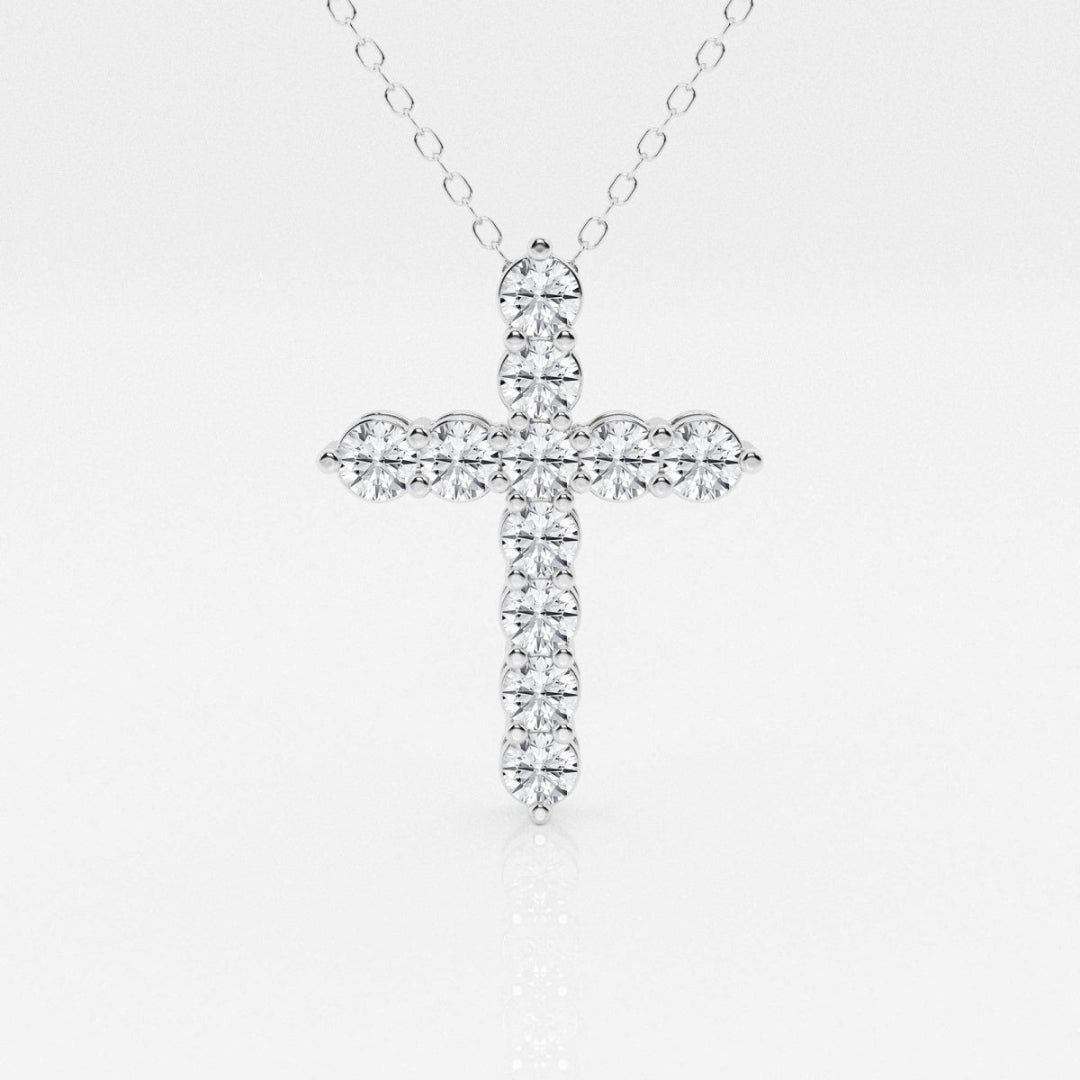Lab Grown 1.94 CT Round Cut Diamond Mid-Century Necklace Jewel Carts