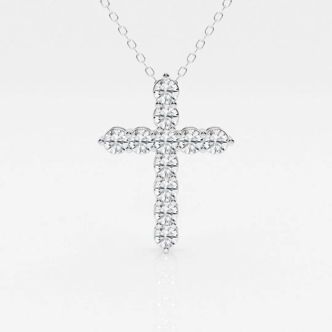 Lab Grown 1.94 CT Round Cut Diamond Mid-Century Necklace Jewel Carts