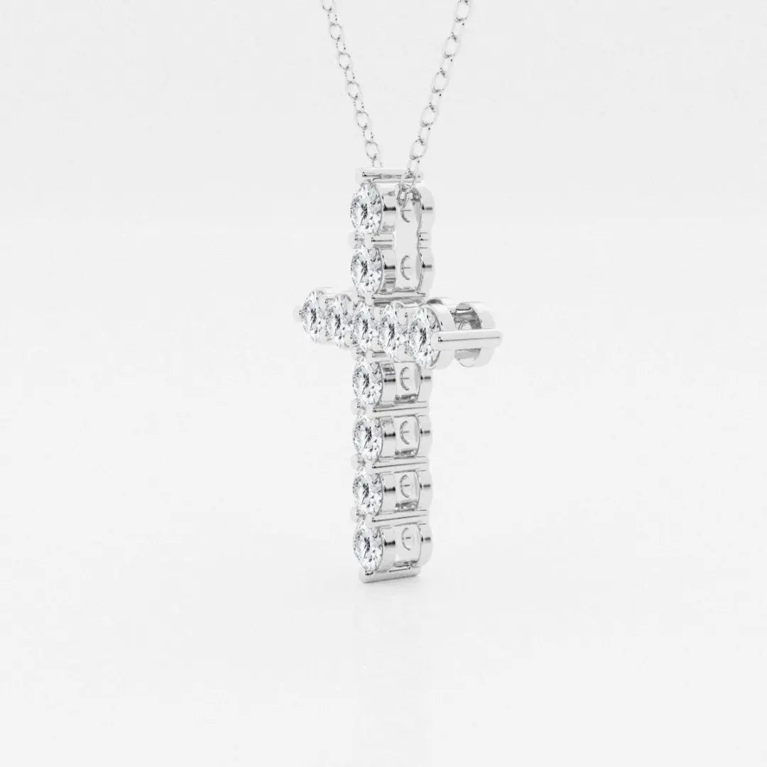 Lab Grown 1.94 CT Round Cut Diamond Mid-Century Necklace Jewel Carts