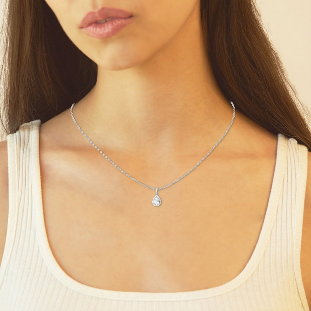 Lab Grown 2.54 CT Pear Cut Diamond Victorian Necklace Jewel Carts