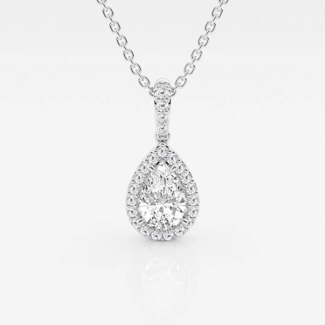 Lab Grown 2.54 CT Pear Cut Diamond Victorian Necklace Jewel Carts