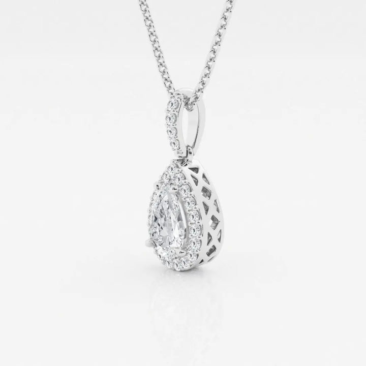 Lab Grown 2.54 CT Pear Cut Diamond Victorian Necklace Jewel Carts