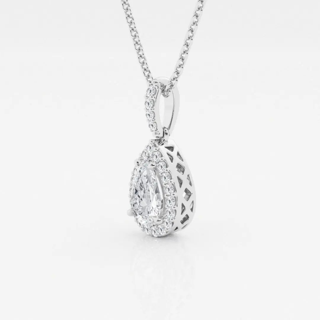 Lab Grown 2.54 CT Pear Cut Diamond Victorian Necklace Jewel Carts