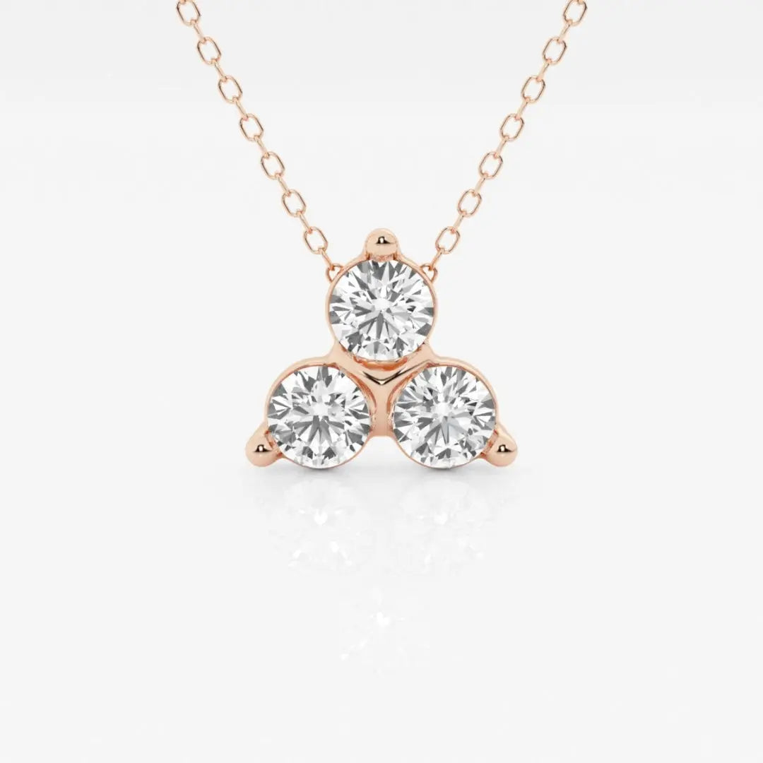 Lab Grown 1.00 CT Round Cut Diamond Art Nouveau Necklace Jewel Carts