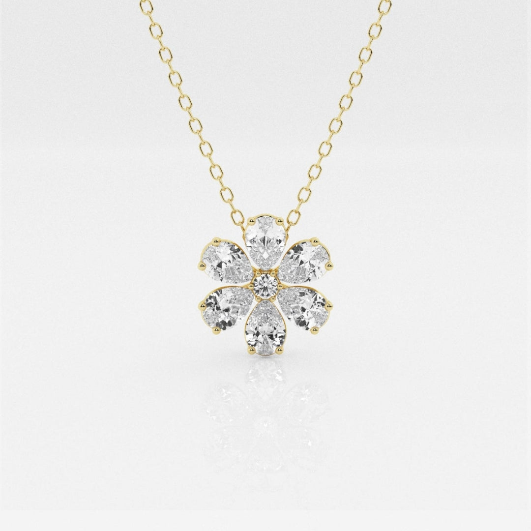 Lab Grown 1.93 CT Pear Cut Diamond Gothic Necklace