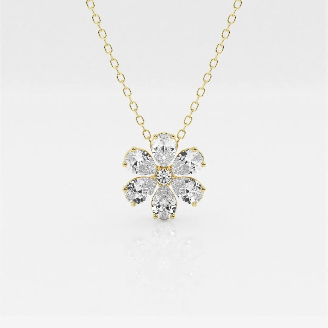 Lab Grown 1.93 CT Pear Cut Diamond Gothic Necklace Jewel Carts