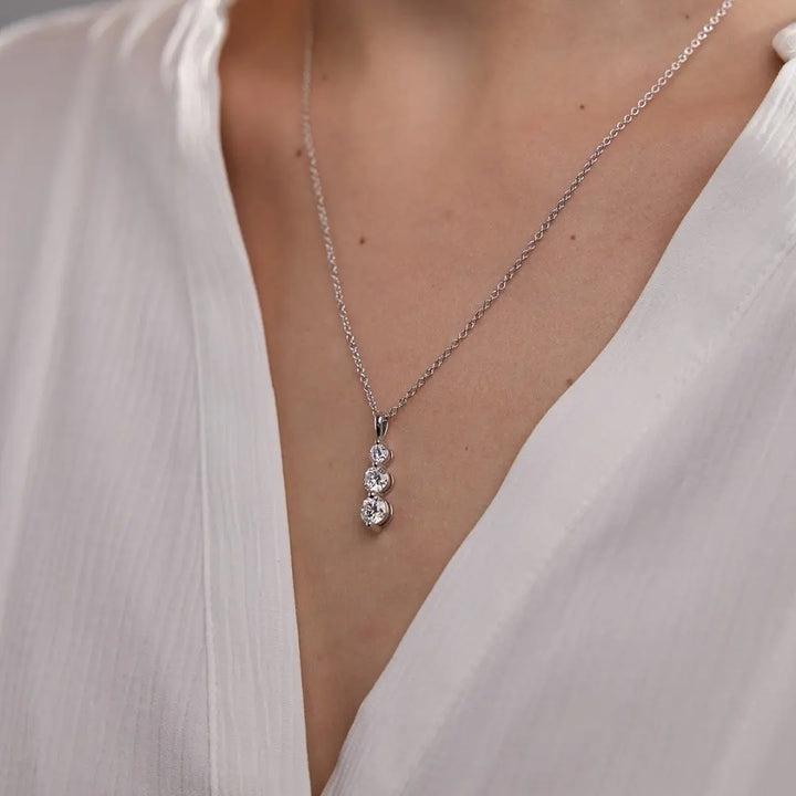 Lab Grown 1.10 CT Round Cut Diamond Art Deco Necklace Jewel Carts