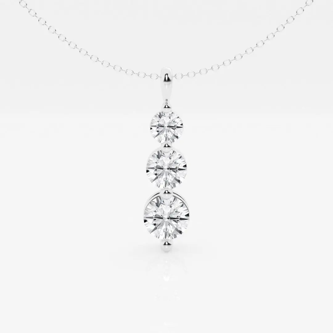 Lab Grown 1.10 CT Round Cut Diamond Art Deco Necklace Jewel Carts