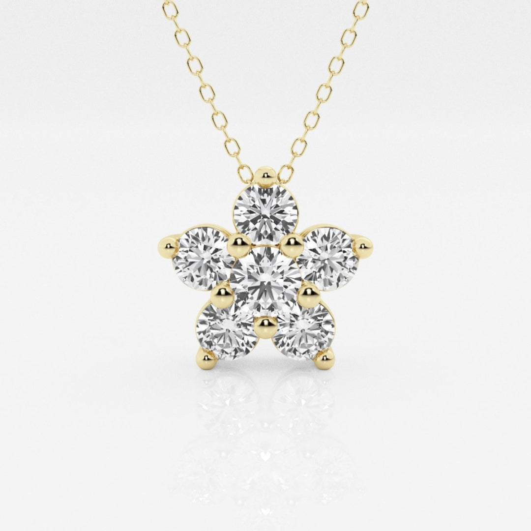 Lab Grown 1.17 CT Round Cut Diamond Mid-Century Necklace Jewel Carts