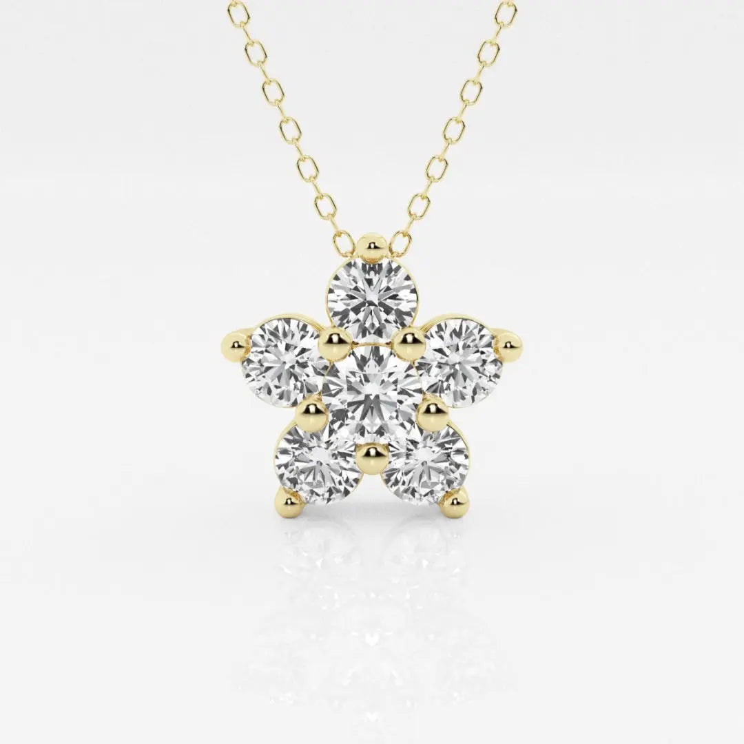 Lab Grown 1.17 CT Round Cut Diamond Mid-Century Necklace Jewel Carts