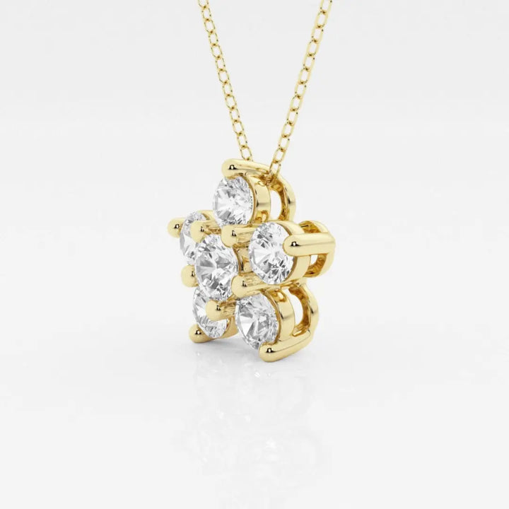 Lab Grown 1.17 CT Round Cut Diamond Mid-Century Necklace Jewel Carts