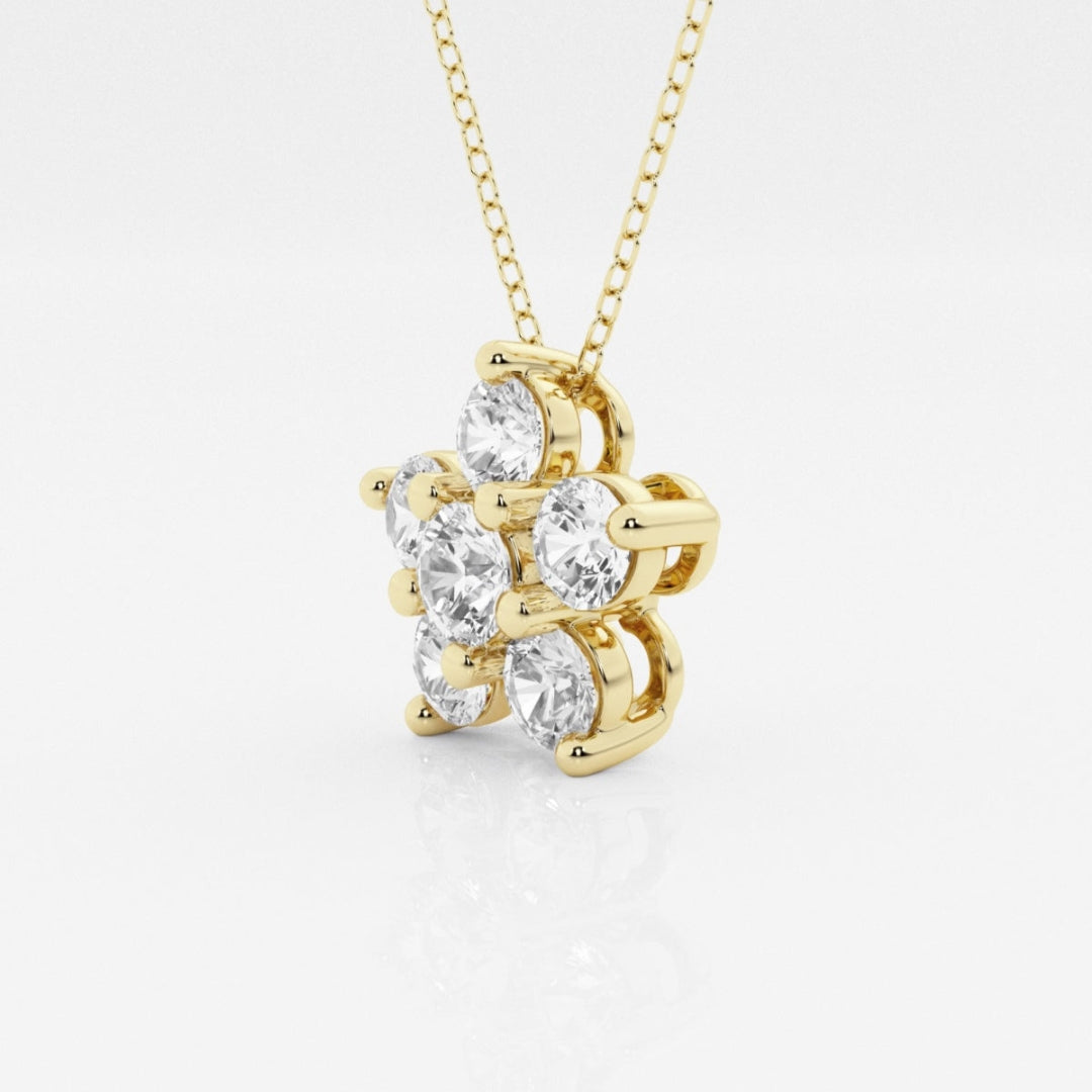 Lab Grown 1.17 CT Round Cut Diamond Mid-Century Necklace Jewel Carts