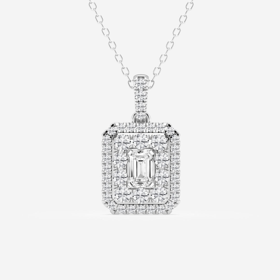 Lab Grown 3.22 CT Emerald Cut Diamond Art Nouveau Necklace Jewel Carts