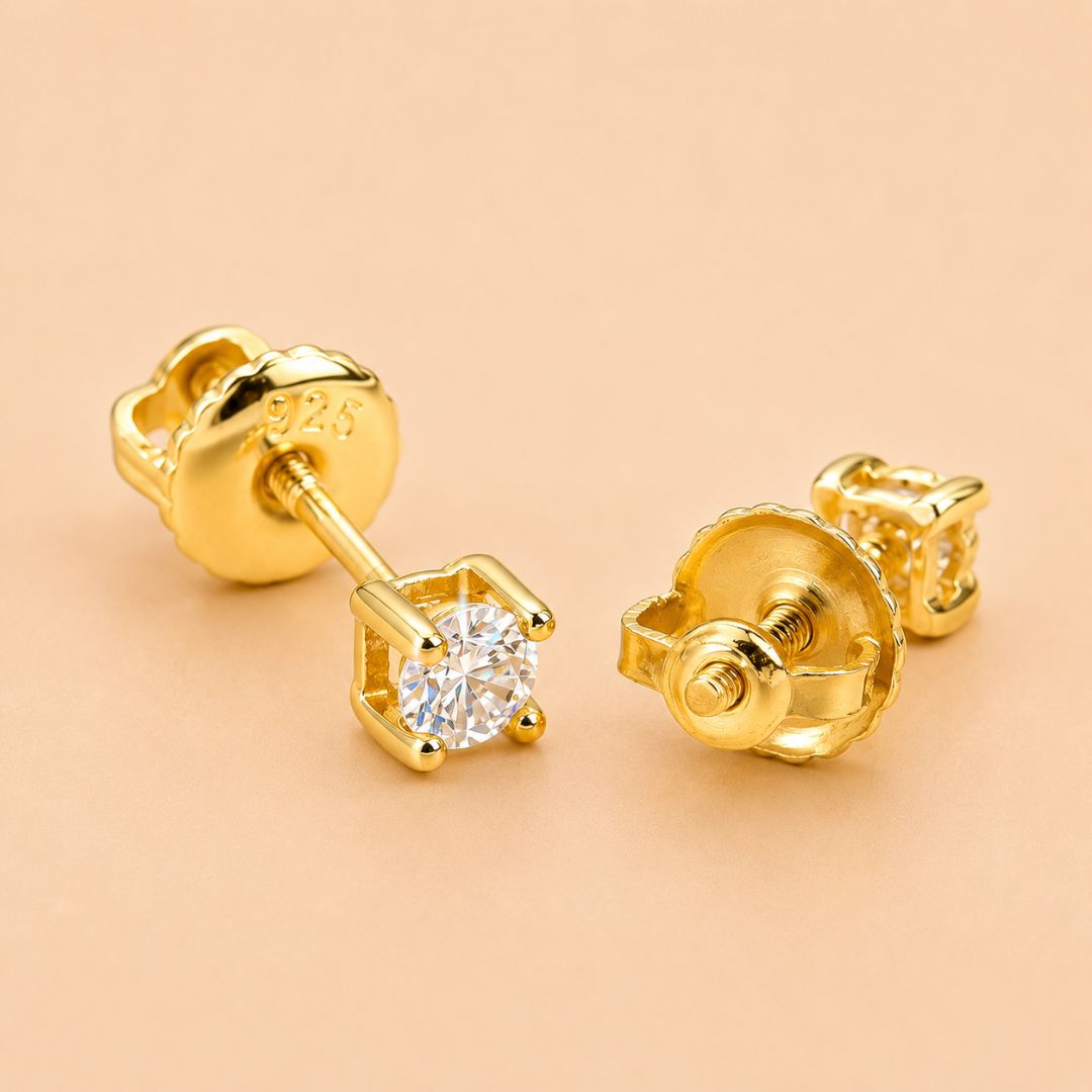 VVS Stud Earrings (ALL SIZES) 14K Gold
