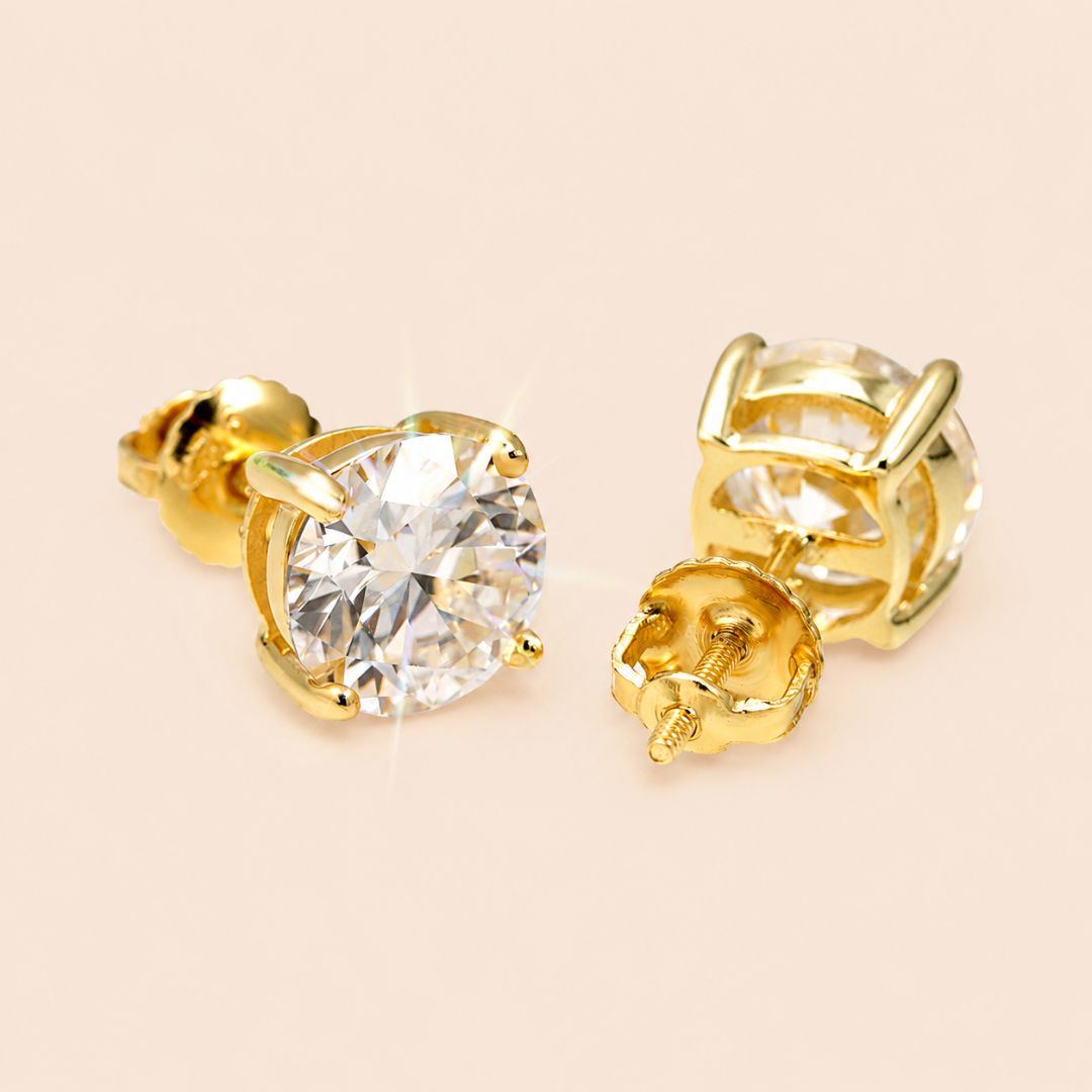 VVS Stud Earrings (ALL SIZES) 14K Gold