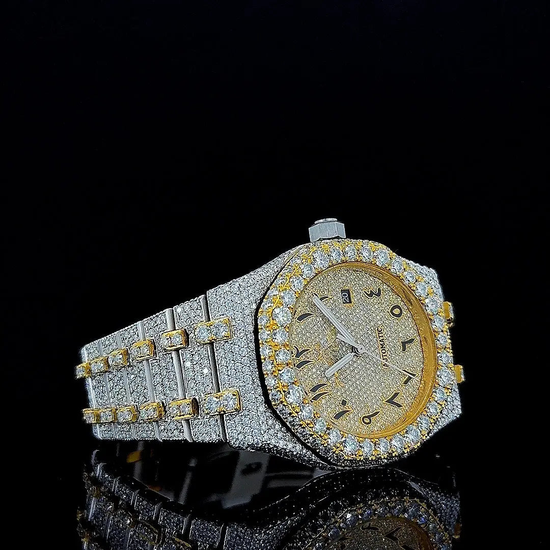 Moissanite AP Watch Arabic Left Profile View