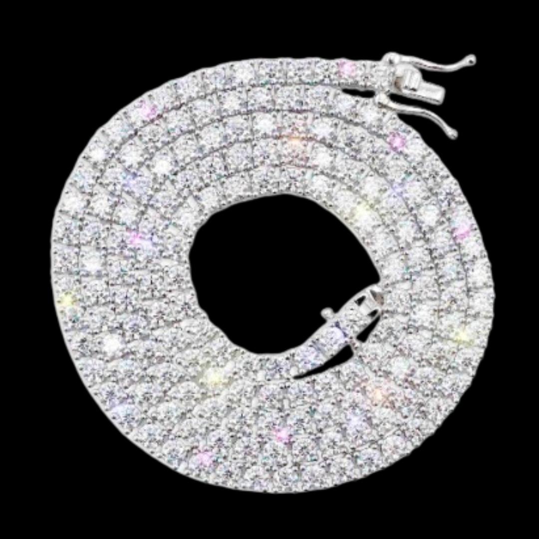 Moissanite Tennis Chain 14K Gold Full Close Up View