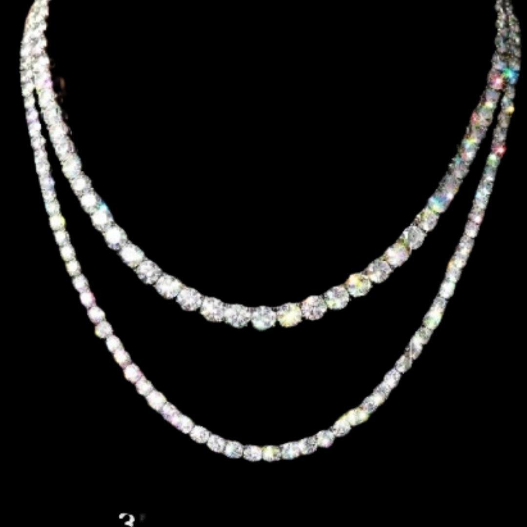 Moissanite Tennis Chain 14K Gold Pair Front View