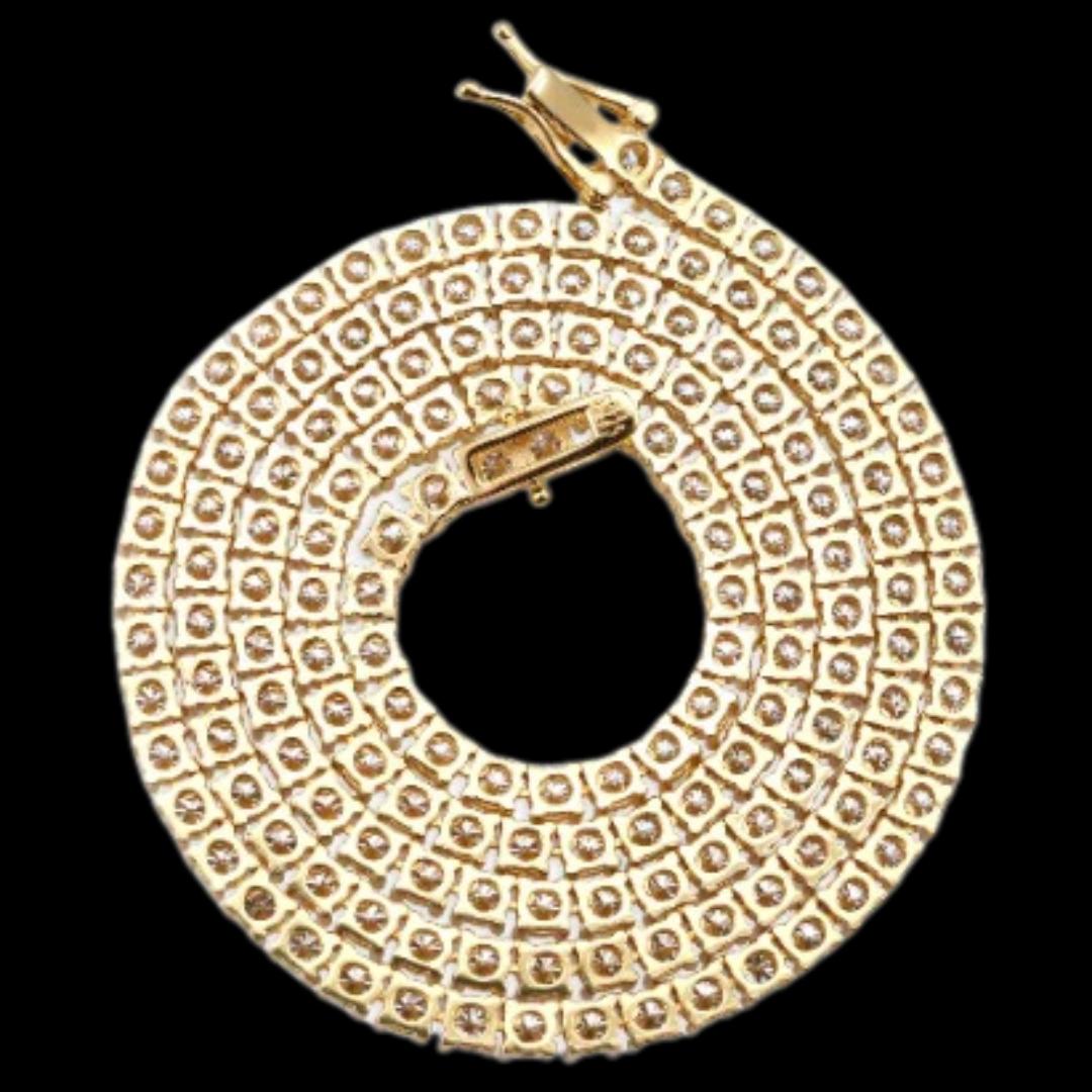 Moissanite Tennis Chain 14K Yellow Gold Full Back View