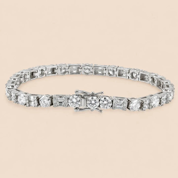 5MM Moissanite Tennis Bracelet Hybrid Cut 14K Gold Jewel Carts