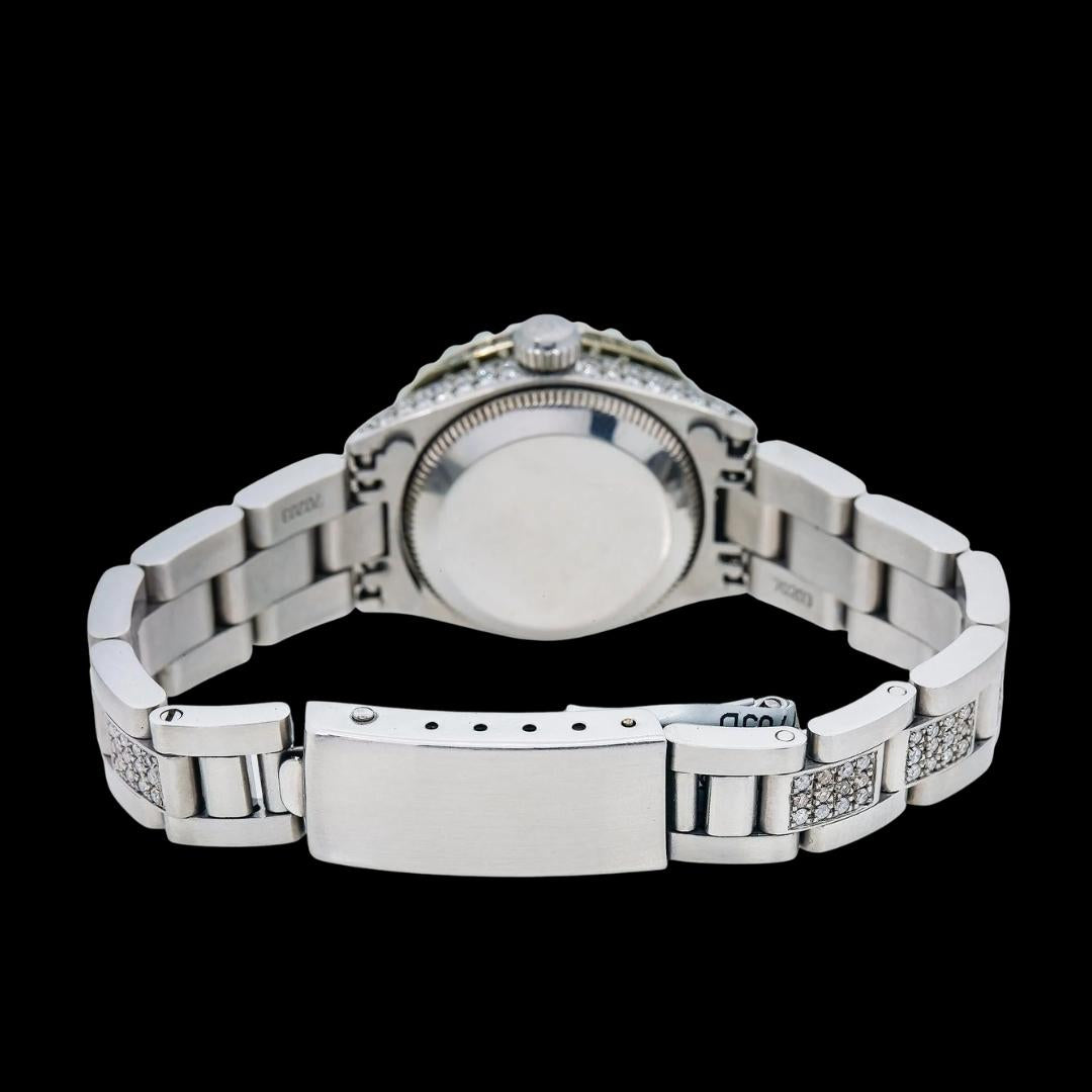 Rolex Datejust Diamond Markers Green Dial Iced Out Oyster Bracelet Moissanite Watch for Women Caseback View