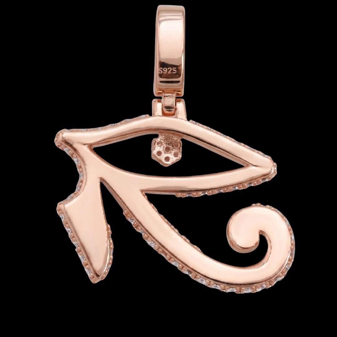 VVS Moissanite Eye of Horus Pendant in 14K Rose Gold Back View
