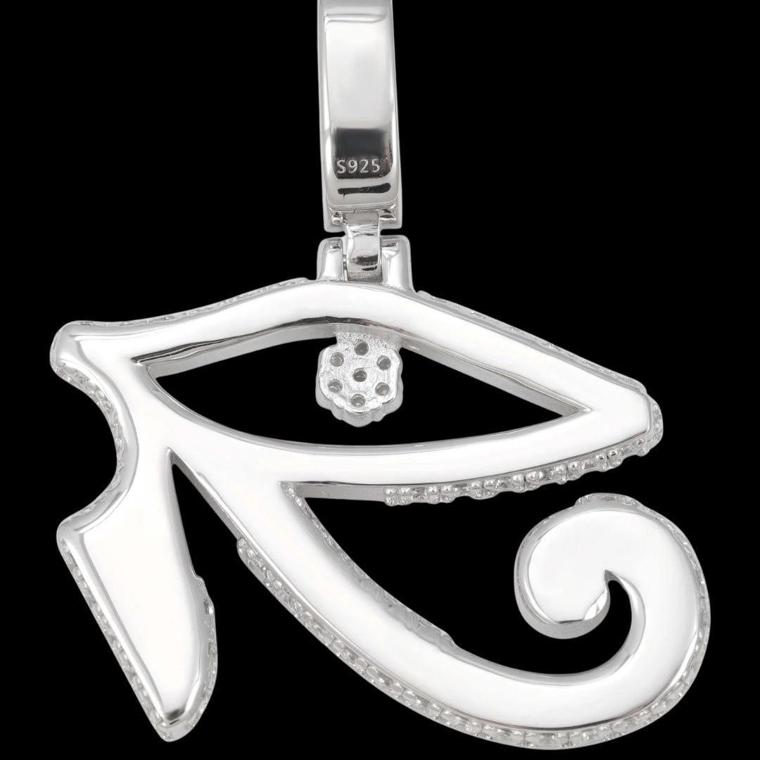 VVS Moissanite Eye of Horus Pendant in 14K White Gold Back View