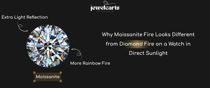 Why Moissanite Fire Looks Different from Diamond Fire on a Watch in Direct Sunlight